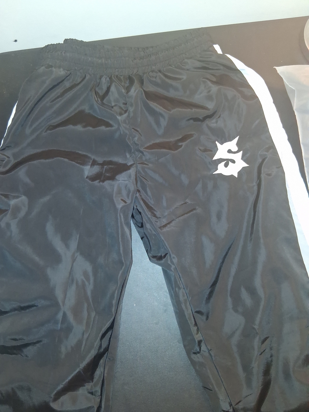 SV Black Track Pants with White Stripe
